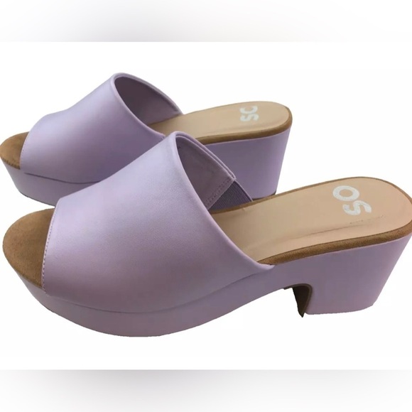 🌟HP🌟 LILAC LAVENDER Chunky Heel Mules Clogs Platform Summer Spring Picnic 90s - Picture 2 of 16